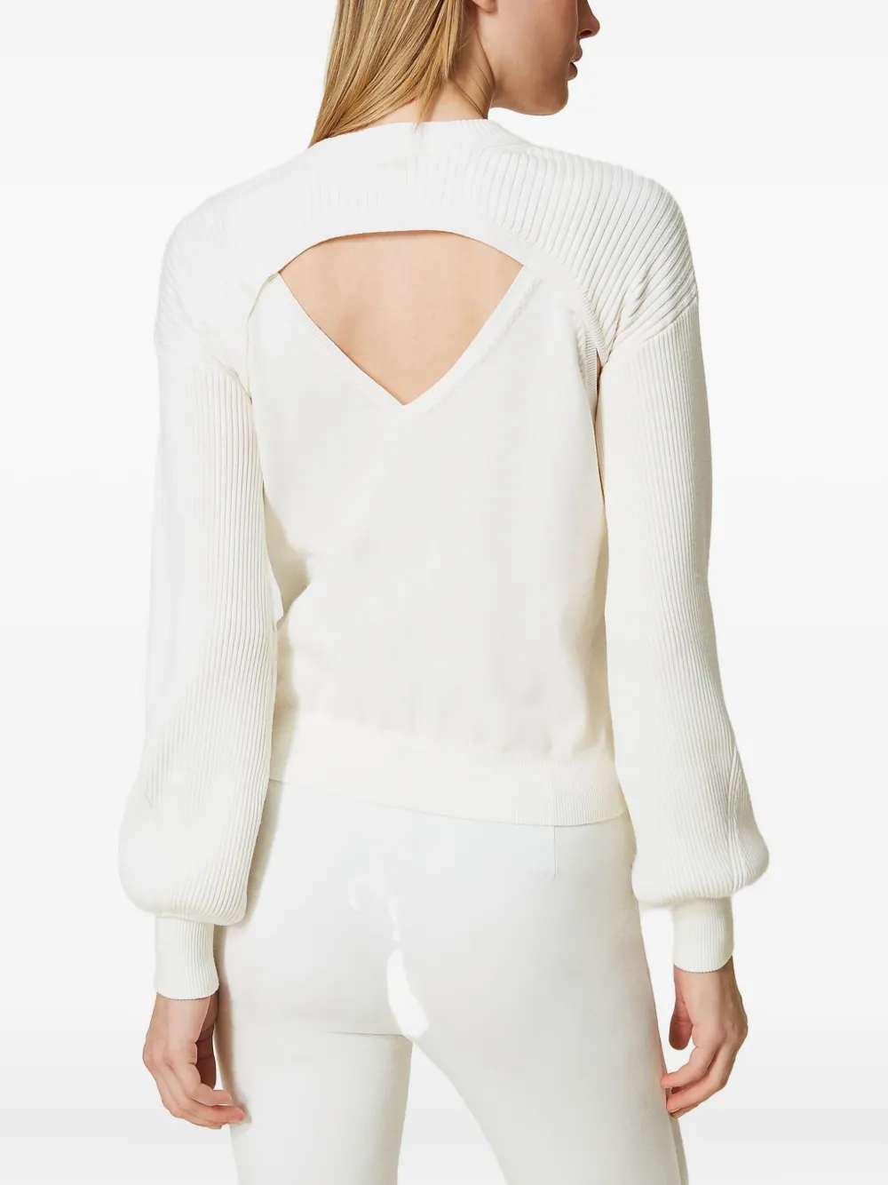 TWINSET Geribbelde blouse verfraaid met ketting Wit