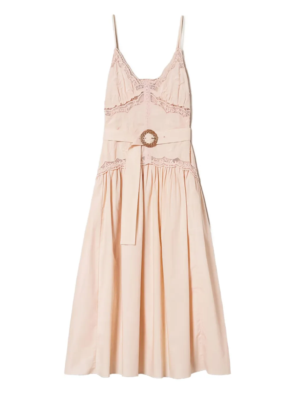 TWINSET lace-insert belted midi dress | Pink | Image 1