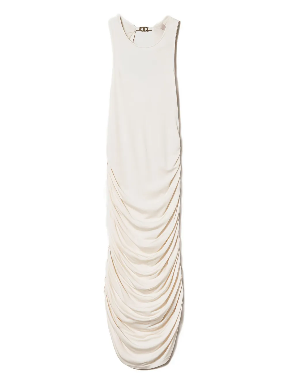 Twinset Gathered Midi Dress In Gray