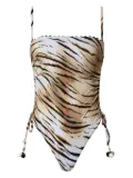TWINSET animalier-print drawstring swimsuit - Neutrals