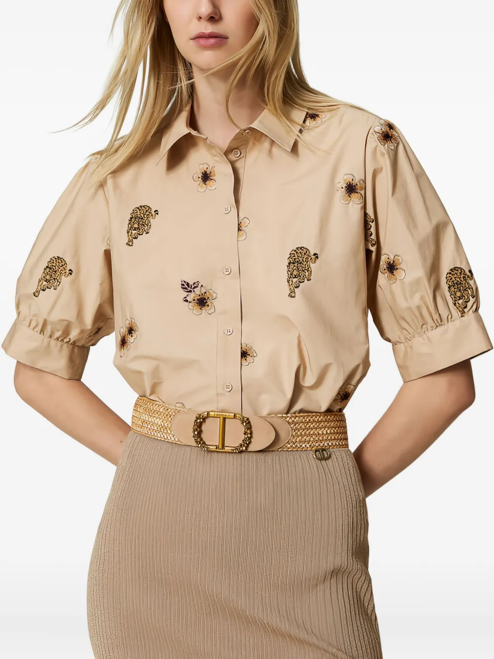 TWINSET all over-embroidery shirt | Brown | Image 1
