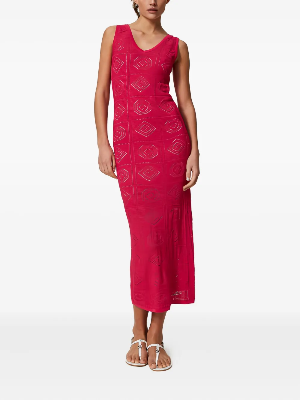 TWINSET Midi-jurk met geometrisch patroon - Roze