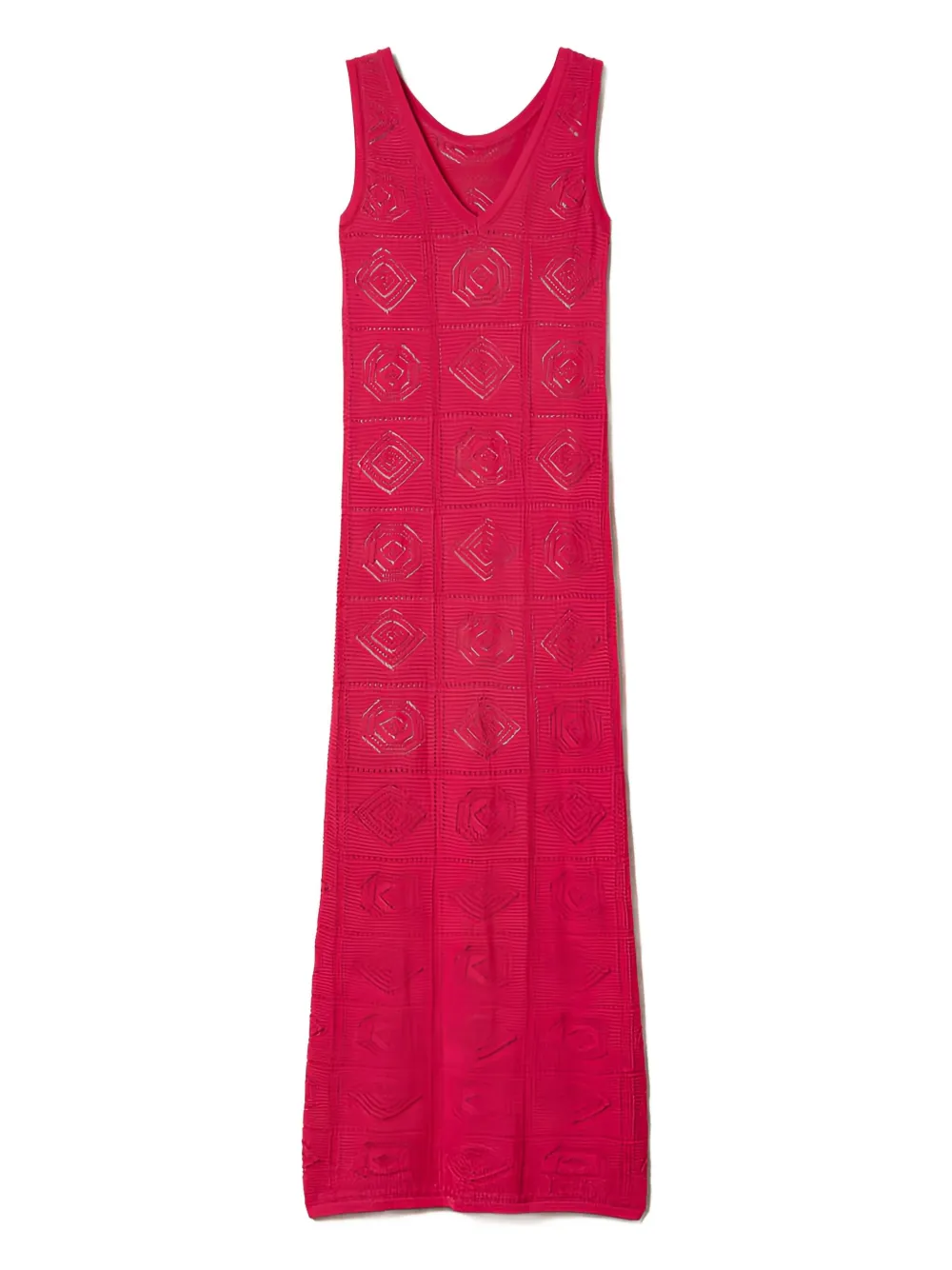 Twinset Geometric-pattern Midi Dress In Red