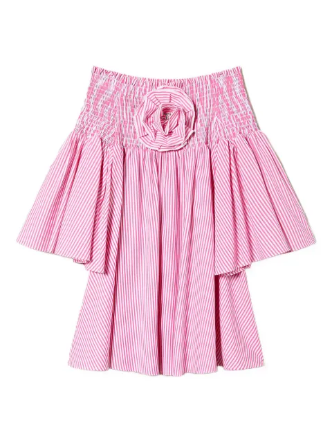 TWINSET Kids striped poplin short dress