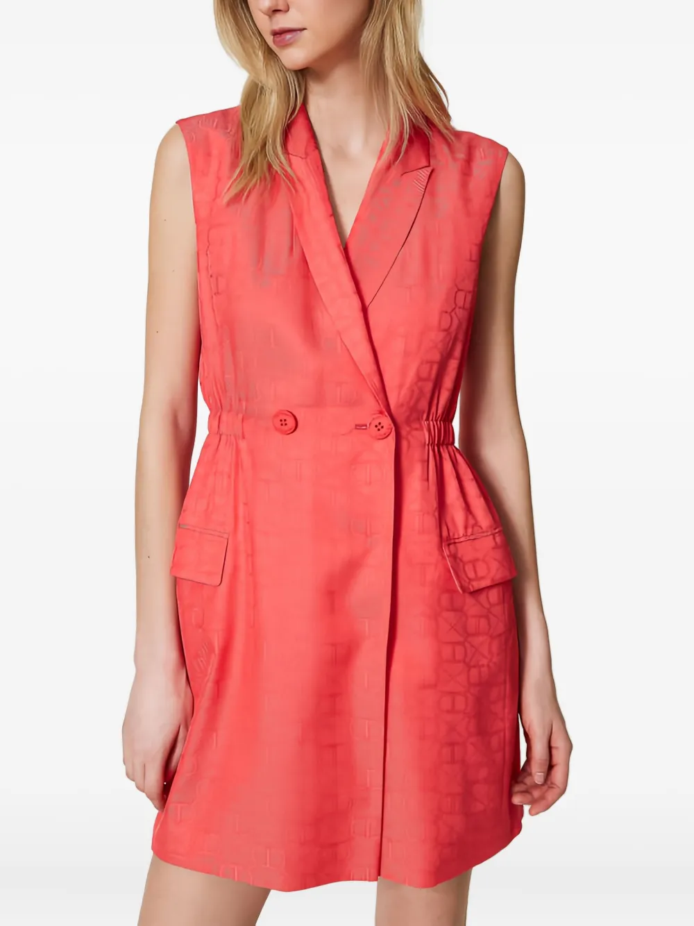 TWINSET Mini-jurk met dubbele rij knopen en jacquard Roze