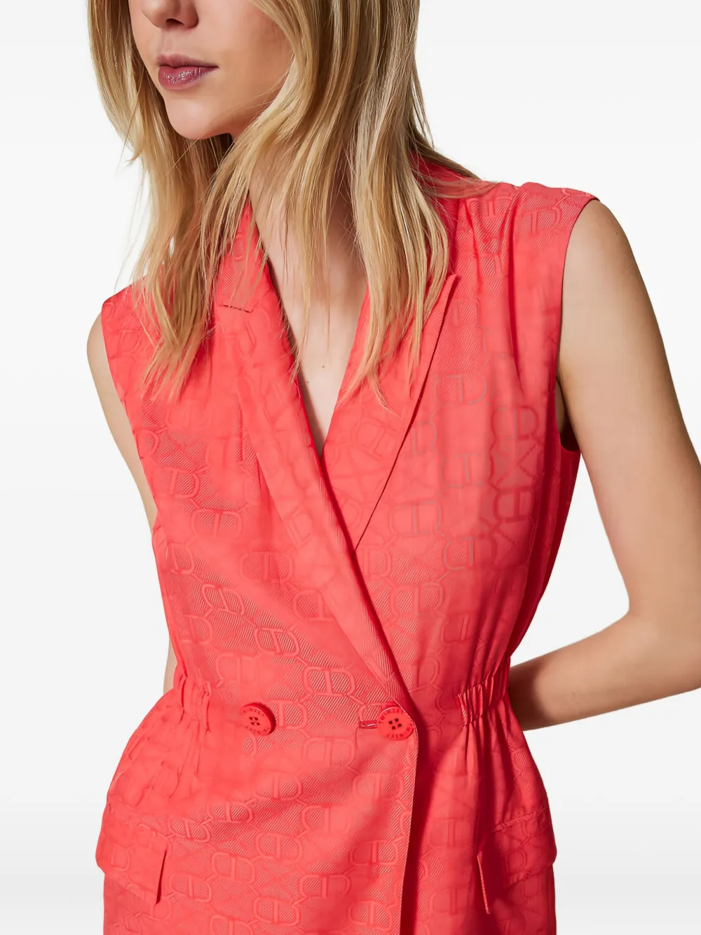 TWINSET Mini-jurk met dubbele rij knopen en jacquard Roze