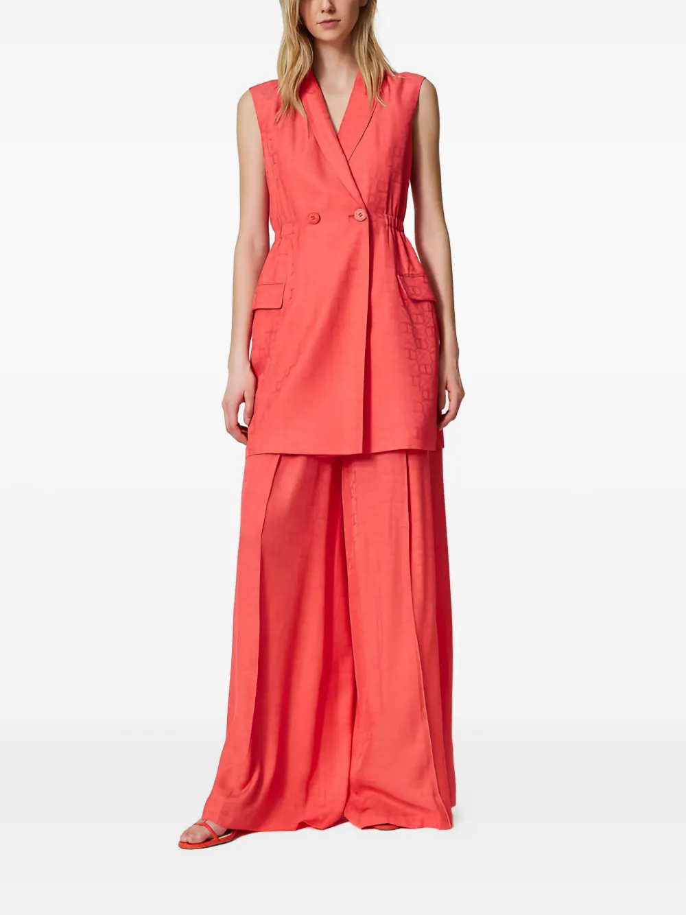 TWINSET Mini-jurk met dubbele rij knopen en jacquard - Roze