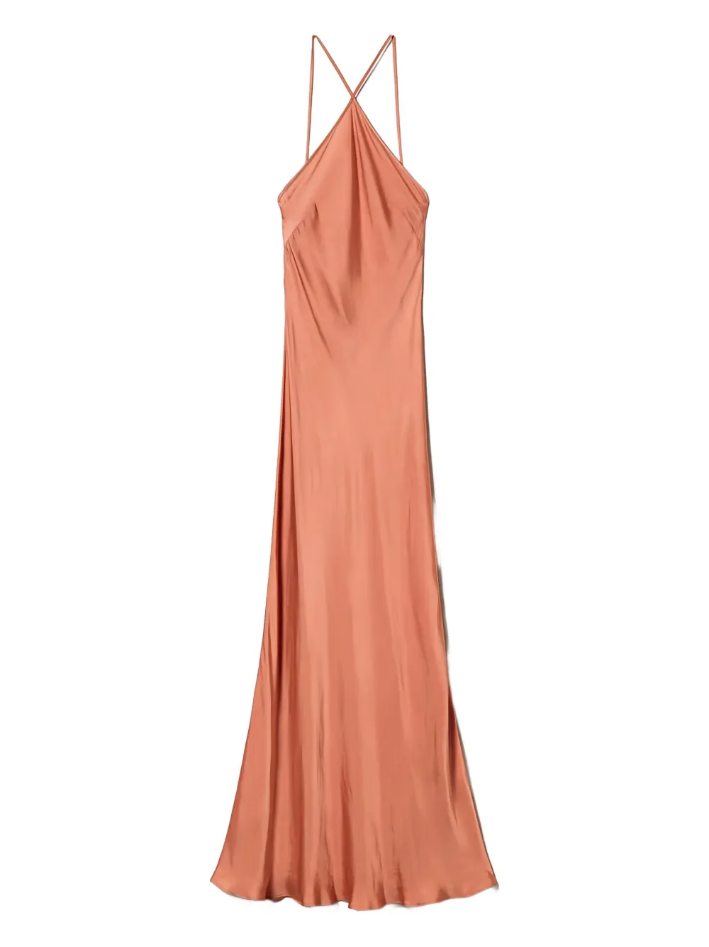 TWINSET cross-halter satin maxi dress | Pink | Image 1