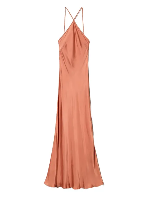 TWINSET cross-halter satin maxi dress