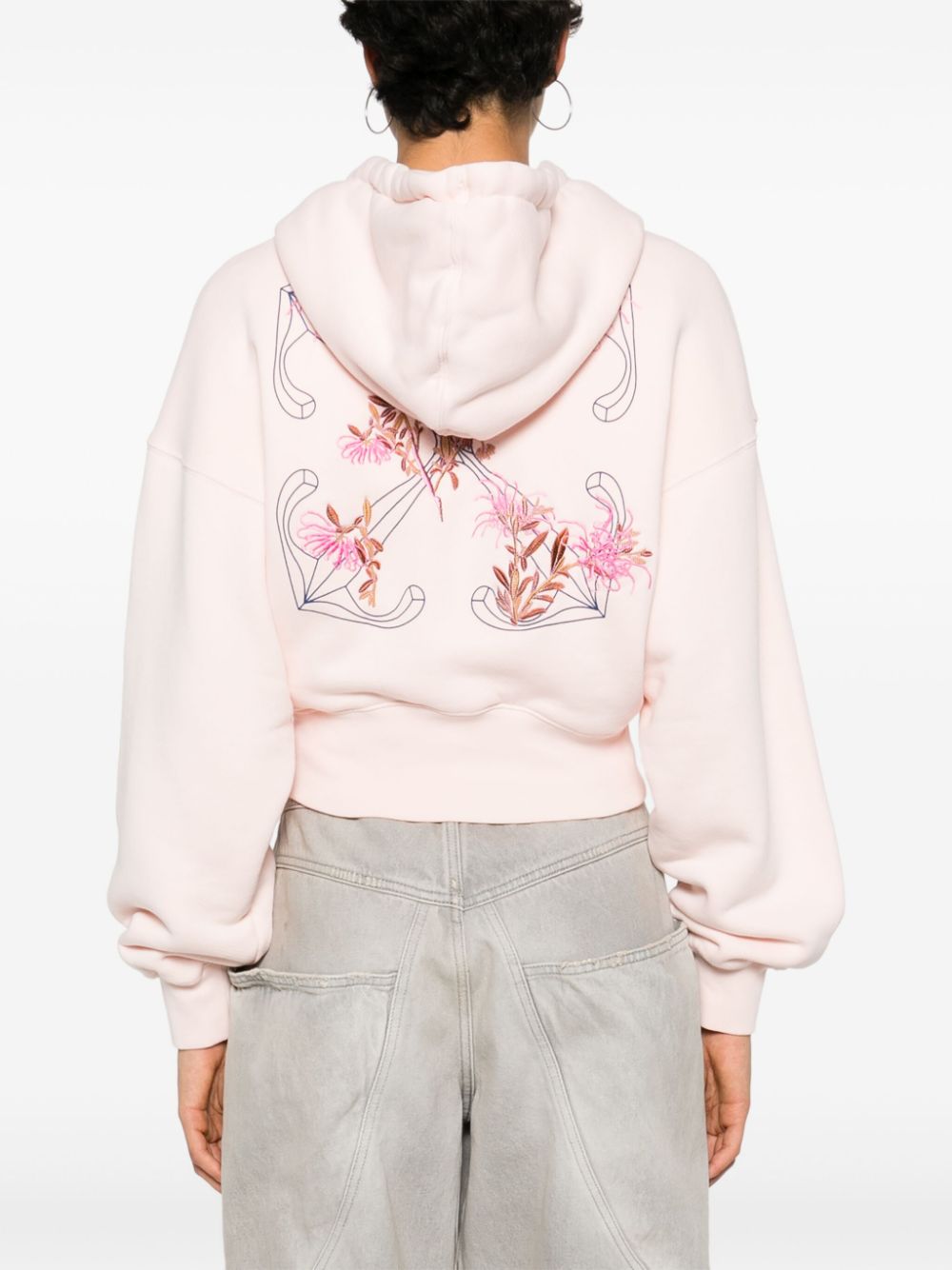 Off-White floral-embroidered cropped hoodie Women