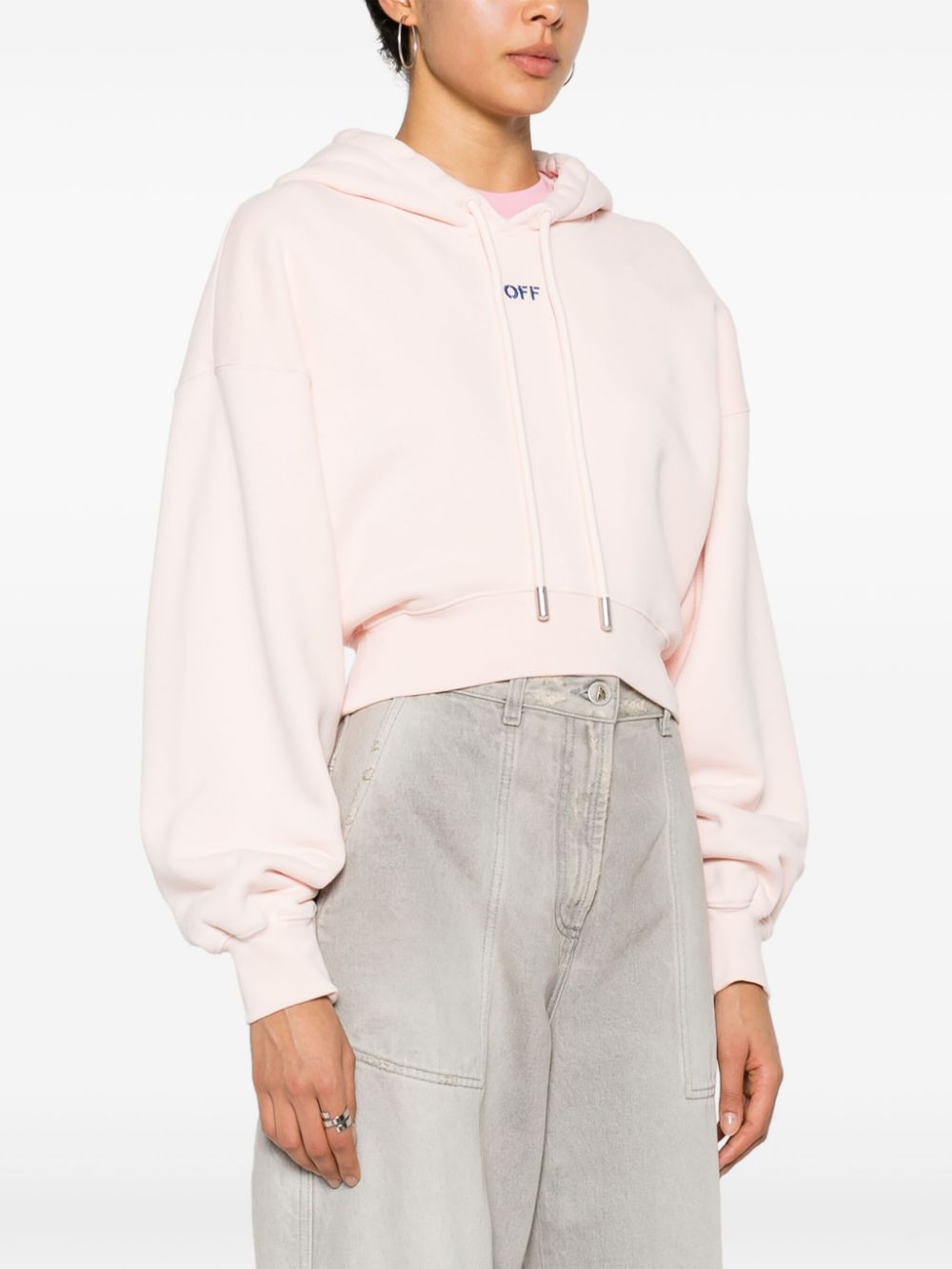 Off-White floral-embroidered cropped hoodie Women