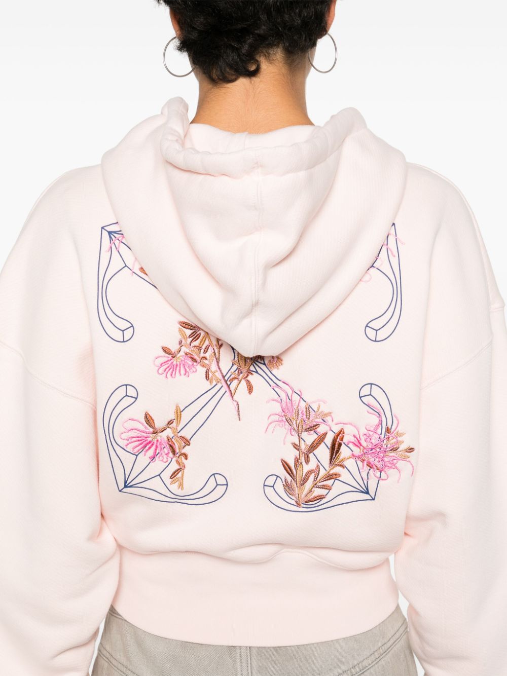 Off-White floral-embroidered cropped hoodie Women