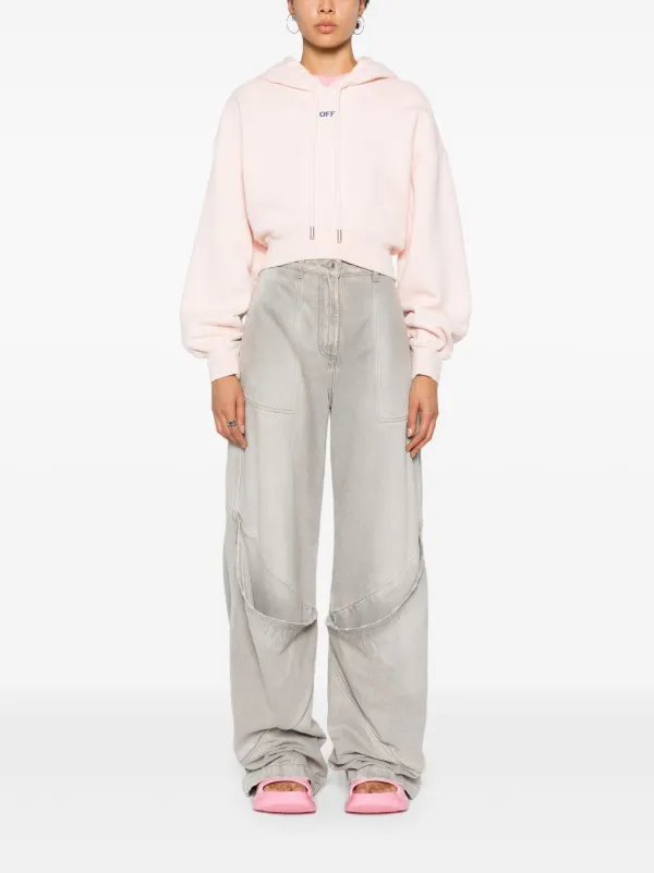 Off-White フローラル クロップドパーカー | ピンク | FARFETCH JP