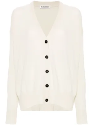 JIL SANDER ジルサンダー⭐︎深めVネックニットセーター ホワイト JIL SANDER(ジルサンダー)】 Vネックカーディガン｜PARIGOT