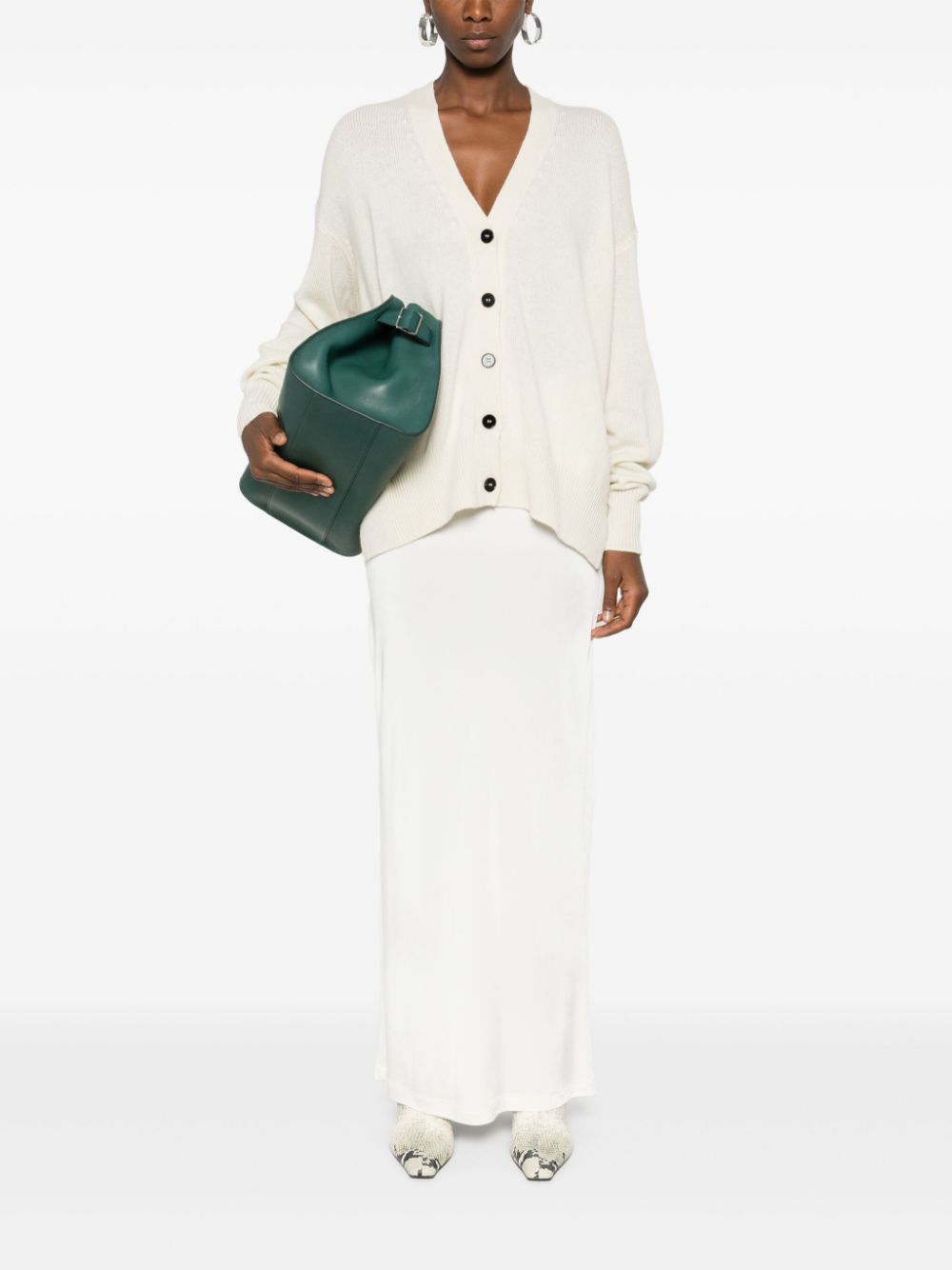 Shop Jil Sander Drop-shoulder Cashmere Cardigan In White