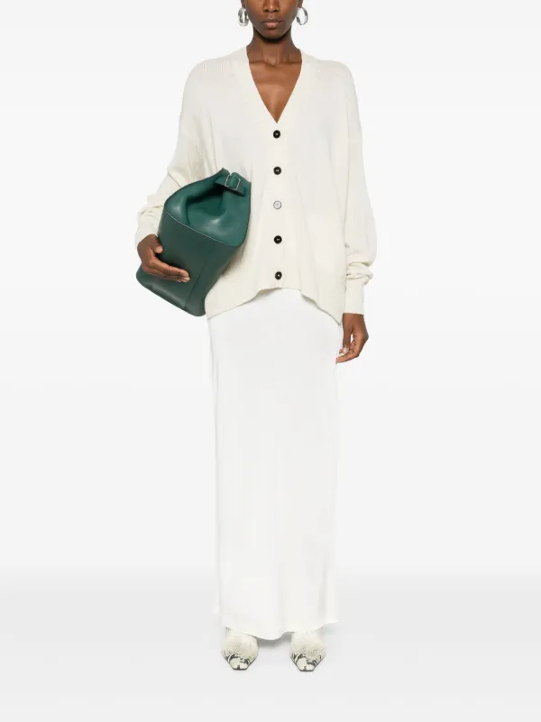 美品✨希少【ジルサンダー】カシミヤ100%カーディガン アイボリーホワイト 32 Jil Sander ドロップショルダー カシミアカーディガン