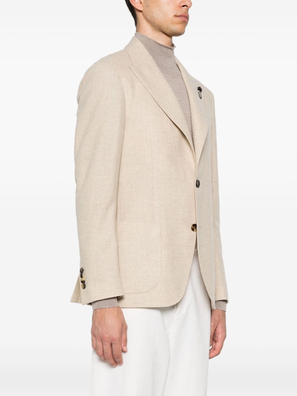 Shop Lardini Single-breasted Blazer In Neutrals