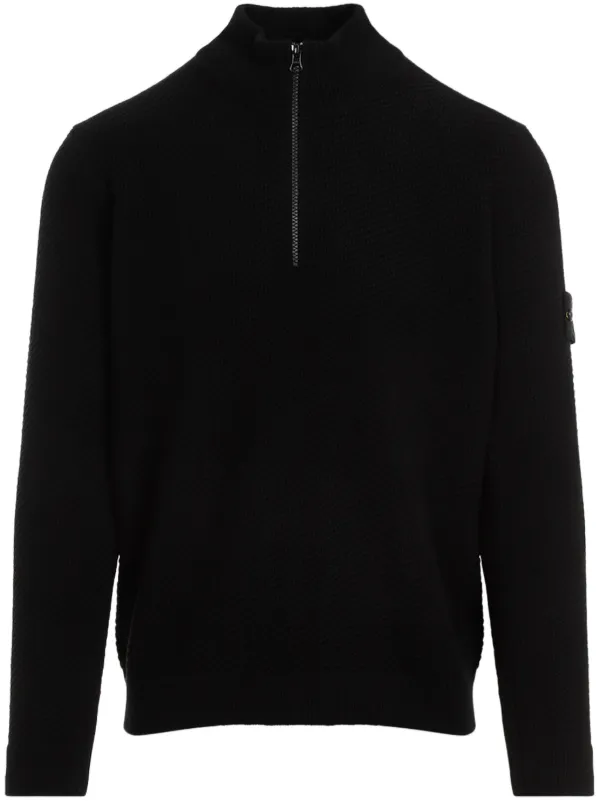 Stone island black knitted jumper outlet