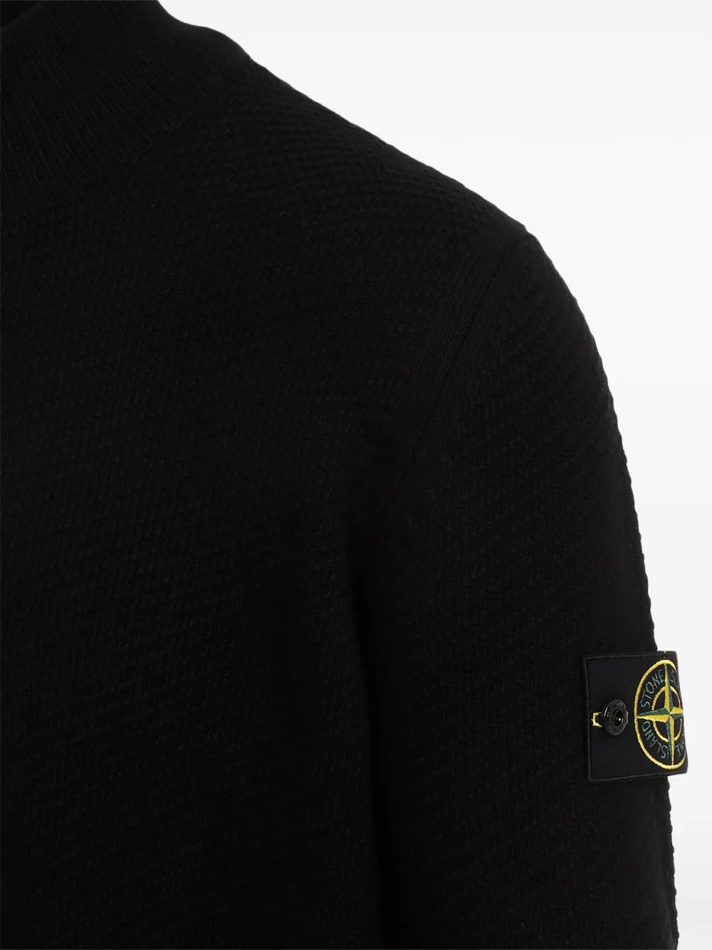 Stone Island logo-patch virgin-wool jumper - Zwart