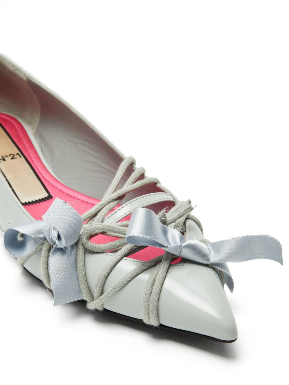 Nº21 Leren ballerina's met strik Grijs