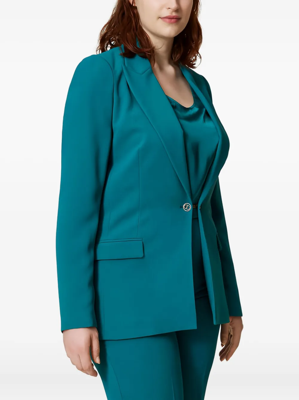Twinset Embellished-button Single-breasted Blazer In Green
