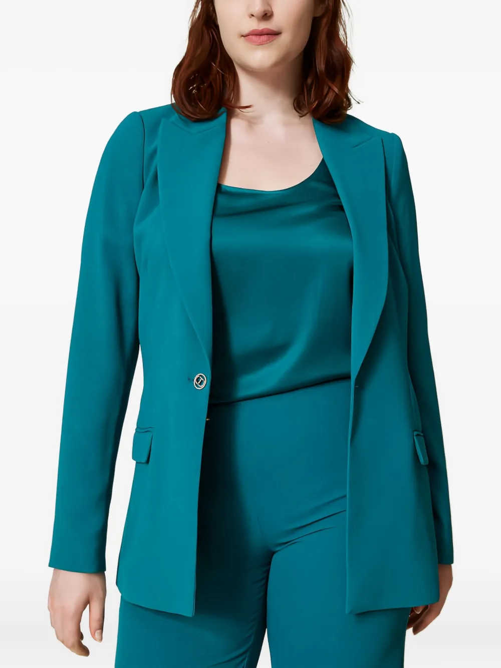 Twinset Embellished-button Single-breasted Blazer In Green