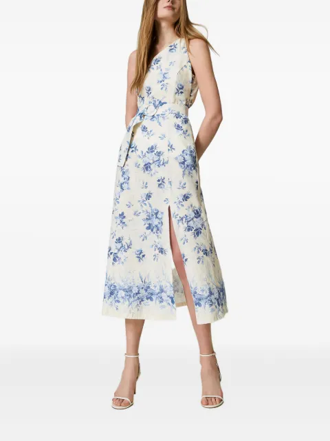 TWINSET floral-print one-shoulder midi dress