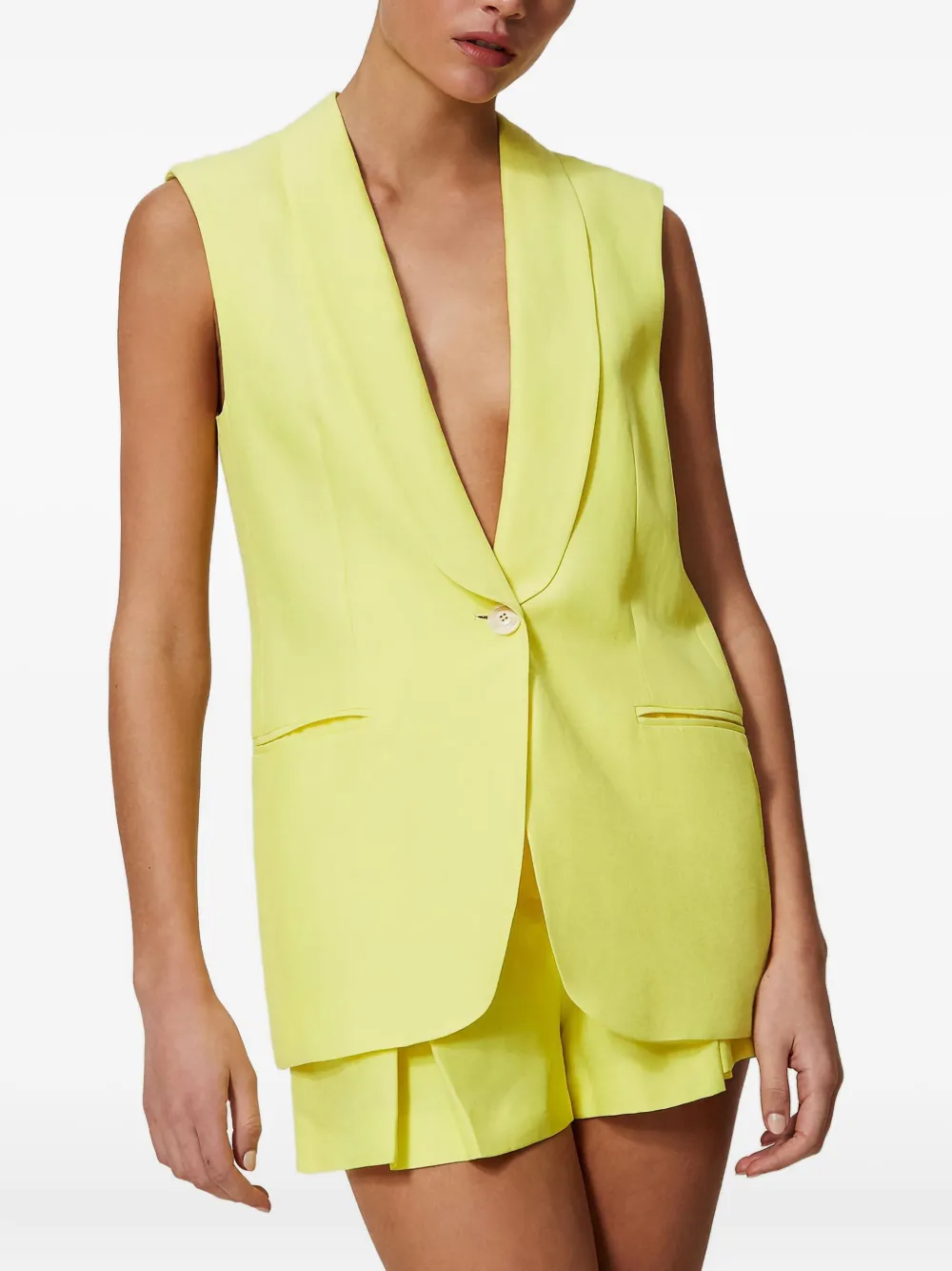 TWINSET Mouwloos gilet met sjaalkraag Geel