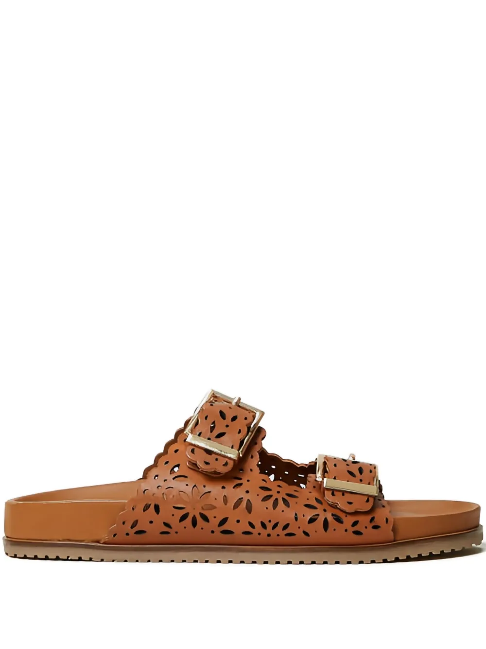 TWINSET laser-cut buckle sandals Brown