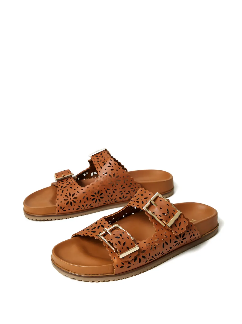 TWINSET laser-cut buckle sandals Brown