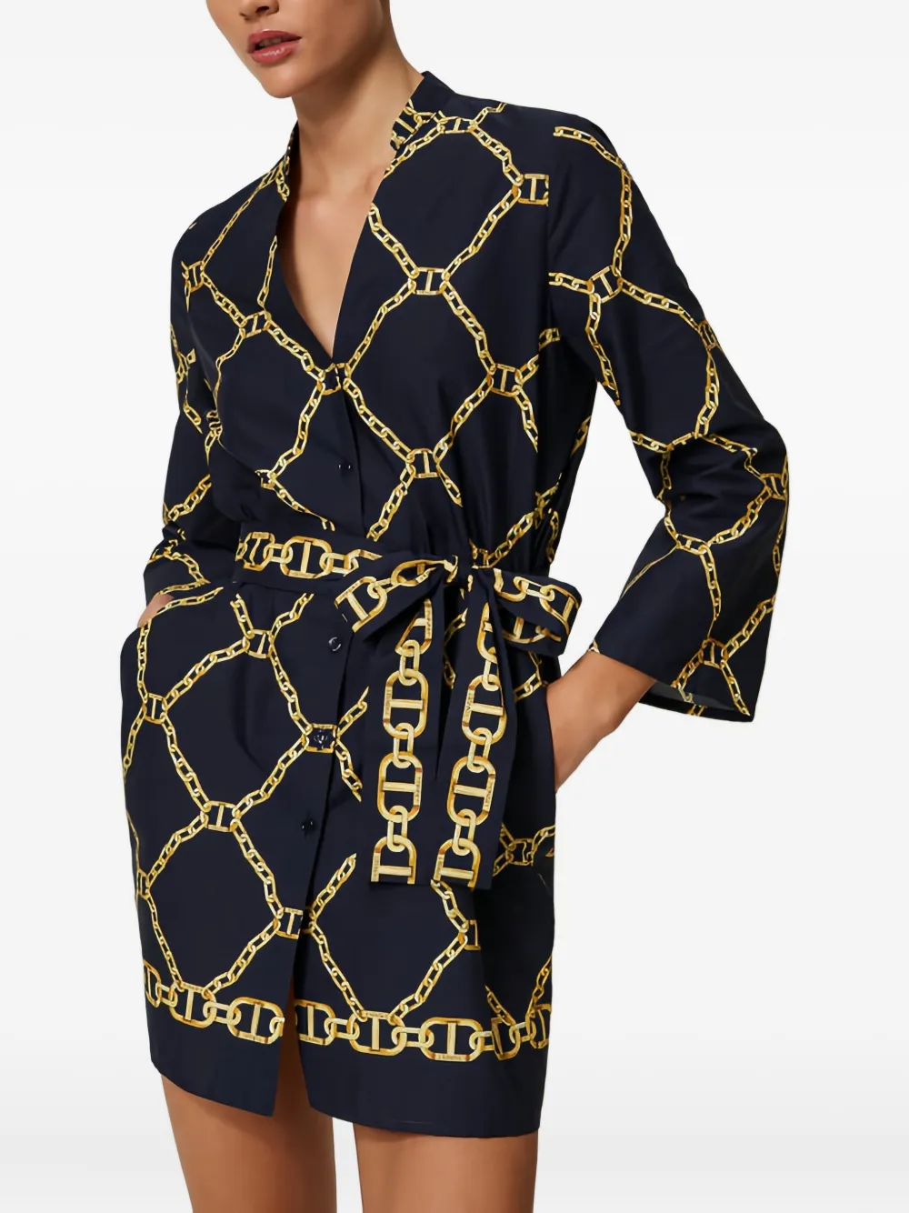 TWINSET chain-print poplin mini dress | Black | Image 1