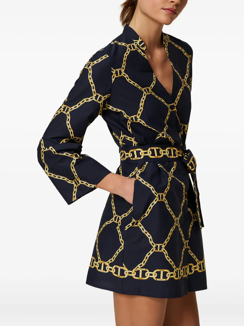 TWINSET Popeline mini-jurk met kettingprint Zwart