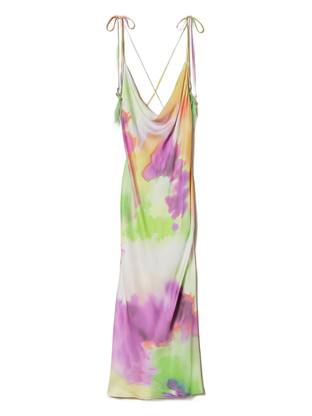 TWINSET tie-dye feather-detail midi dress | Green | Image 1
