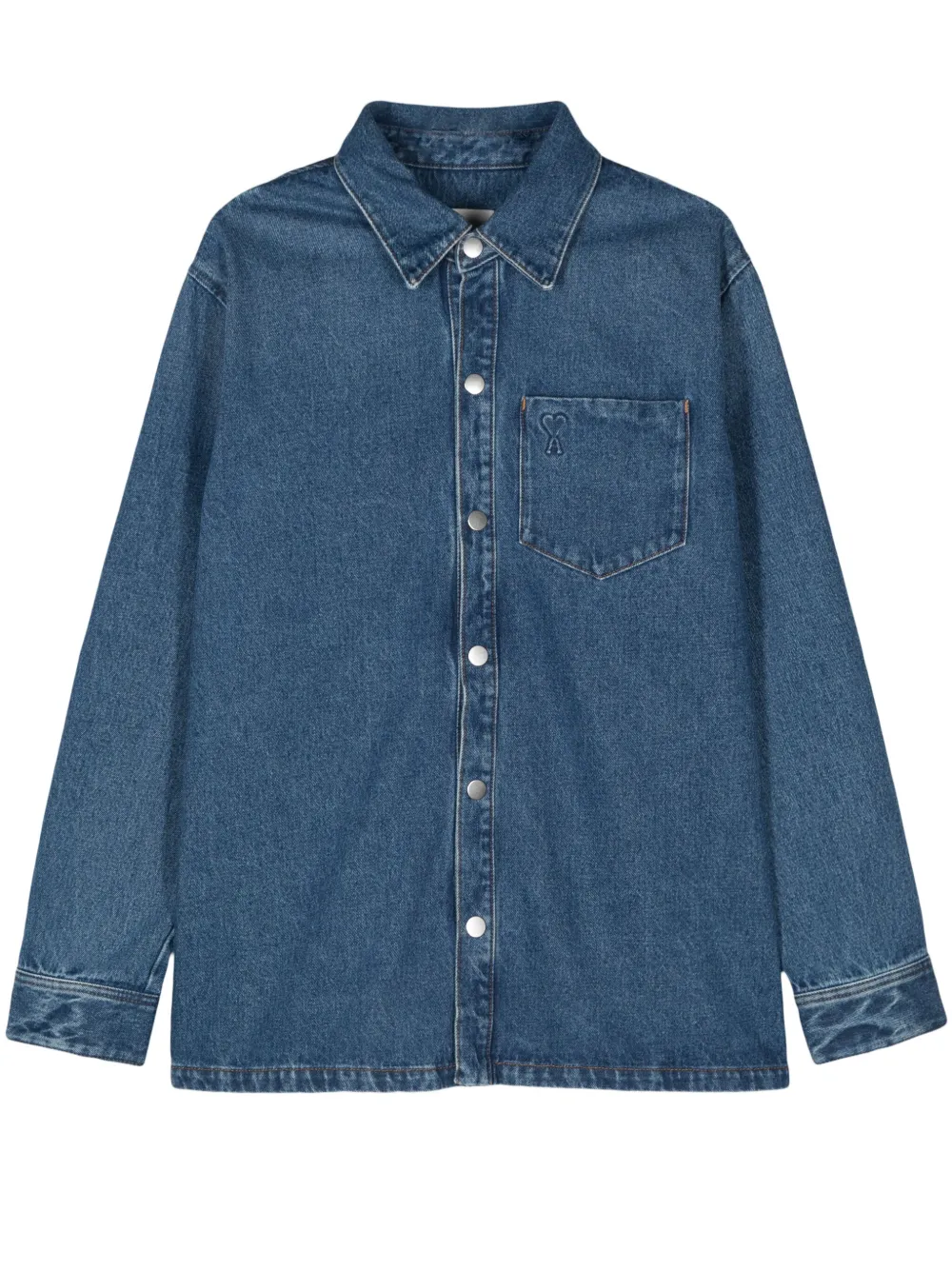 AMI Paris Denim jack met logo Blauw