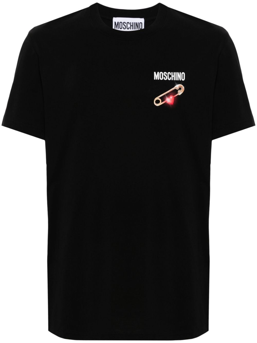 Shop Moschino Bar-pin Print T-shirt In Black