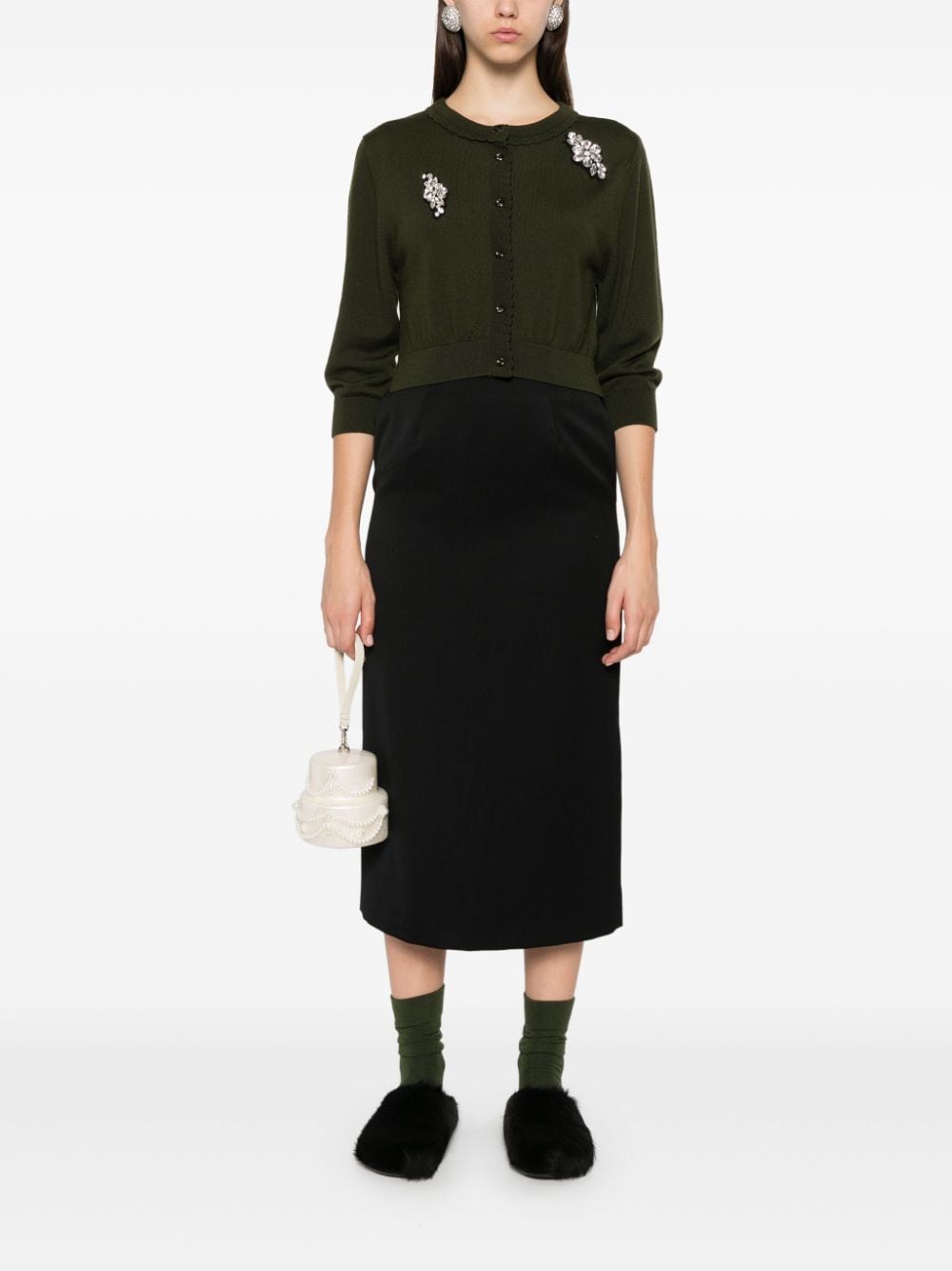 Shop Simone Rocha Flap-detail Midi Skirt In Black