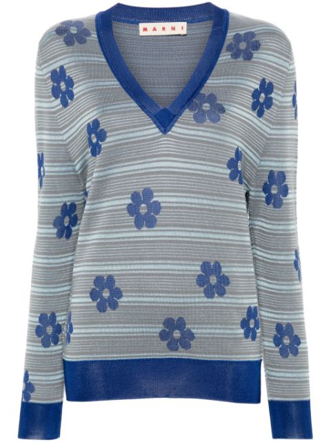 Marni floral striped sweater Women