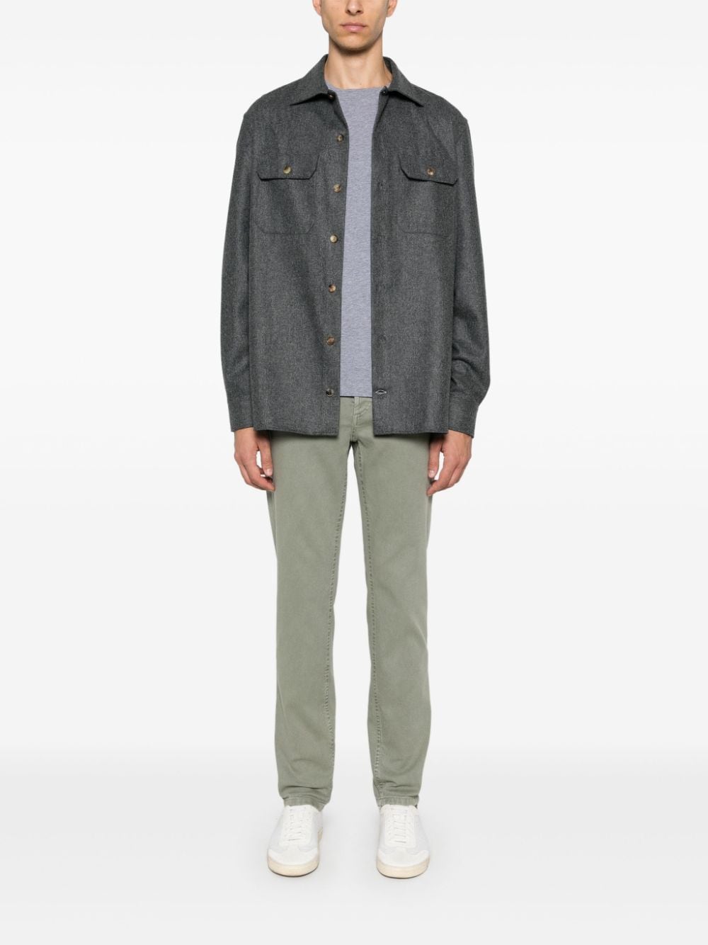 Shop Brunello Cucinelli Mélange-effect Shirt In Grey