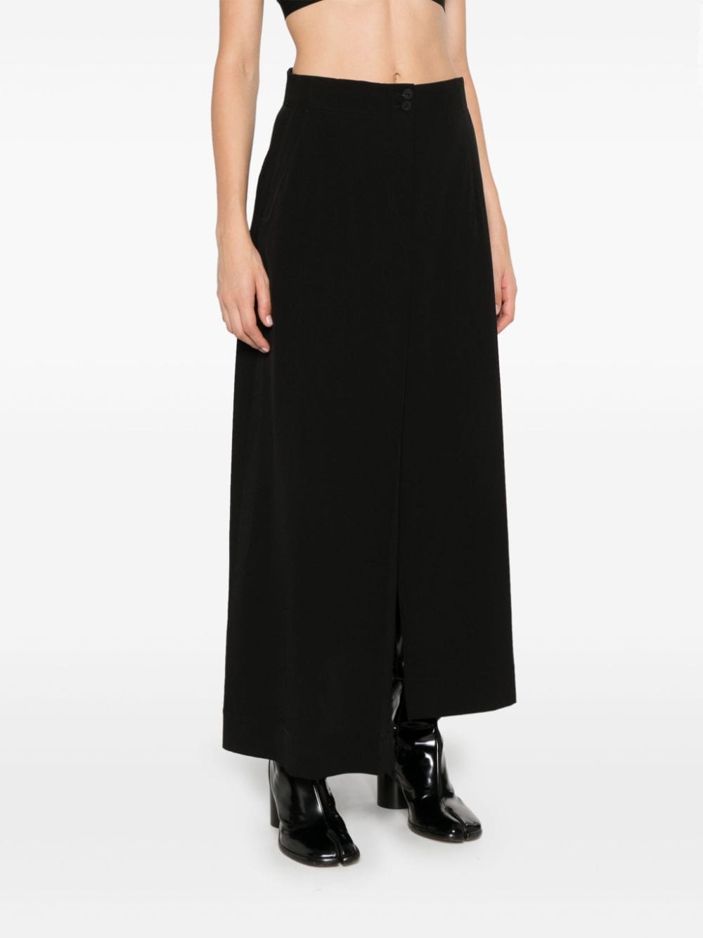 ISABEL BENENATO PRESSED-CREASE MIDI SKIRT 