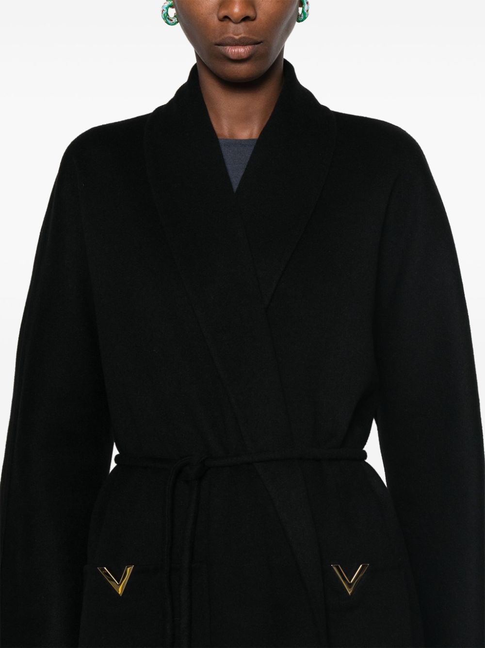 Shop Valentino Cashmere Coat In Black