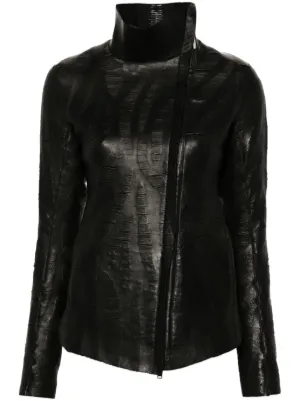 Rick Owens Micro Biker クロップド レザージャケット | オレンジ