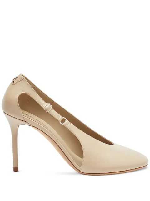 Courrèges 100mm Oblique leather pumps