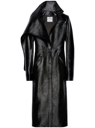 Courrèges ブラックレザーコート 38 Courrèges Vinyl Trench Coat | Black | FARFETCH JO