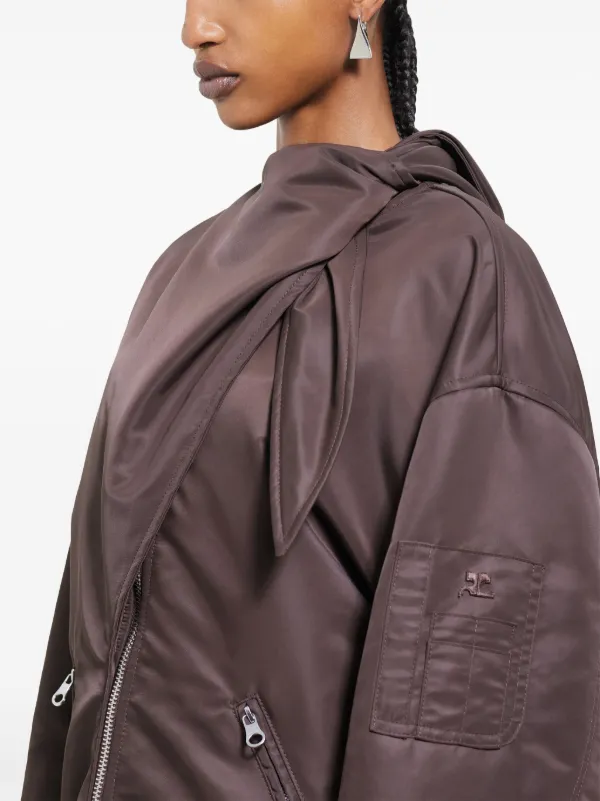 【送料&関税込】CourrA¨ges Bow Neck Bomber Jacket Courrèges bow-collar Bomber Jacket | Brown | FARFETCH