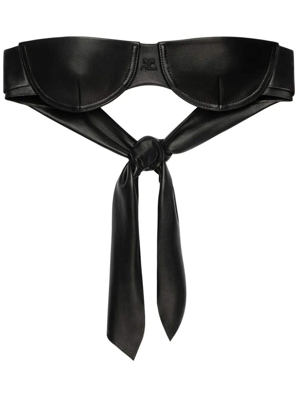 Courrèges knot leather bra top – Black