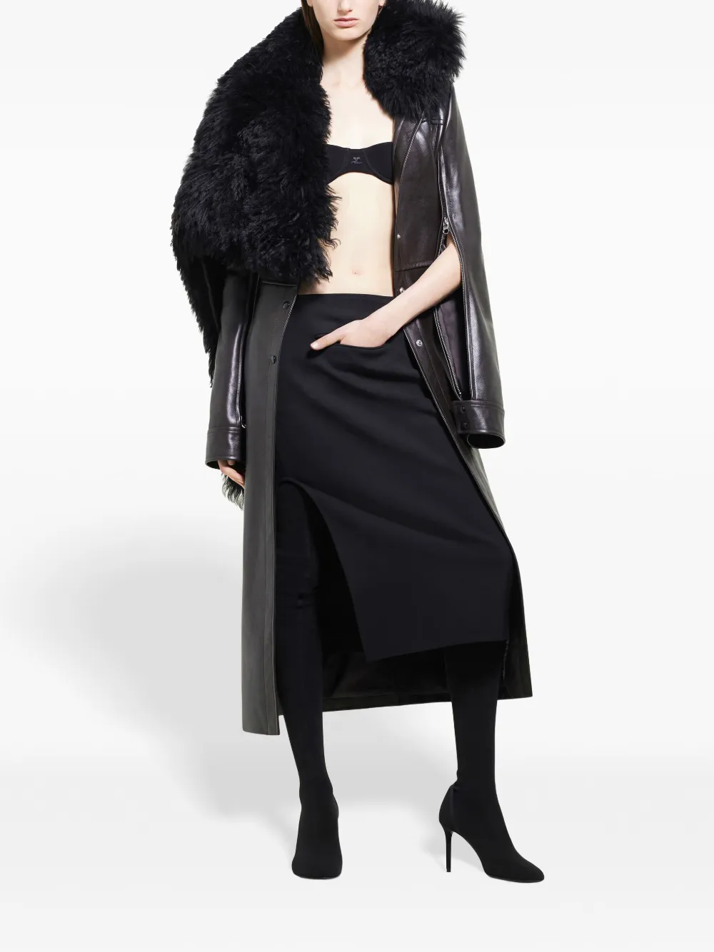 Courrèges Leren jas - Bruin