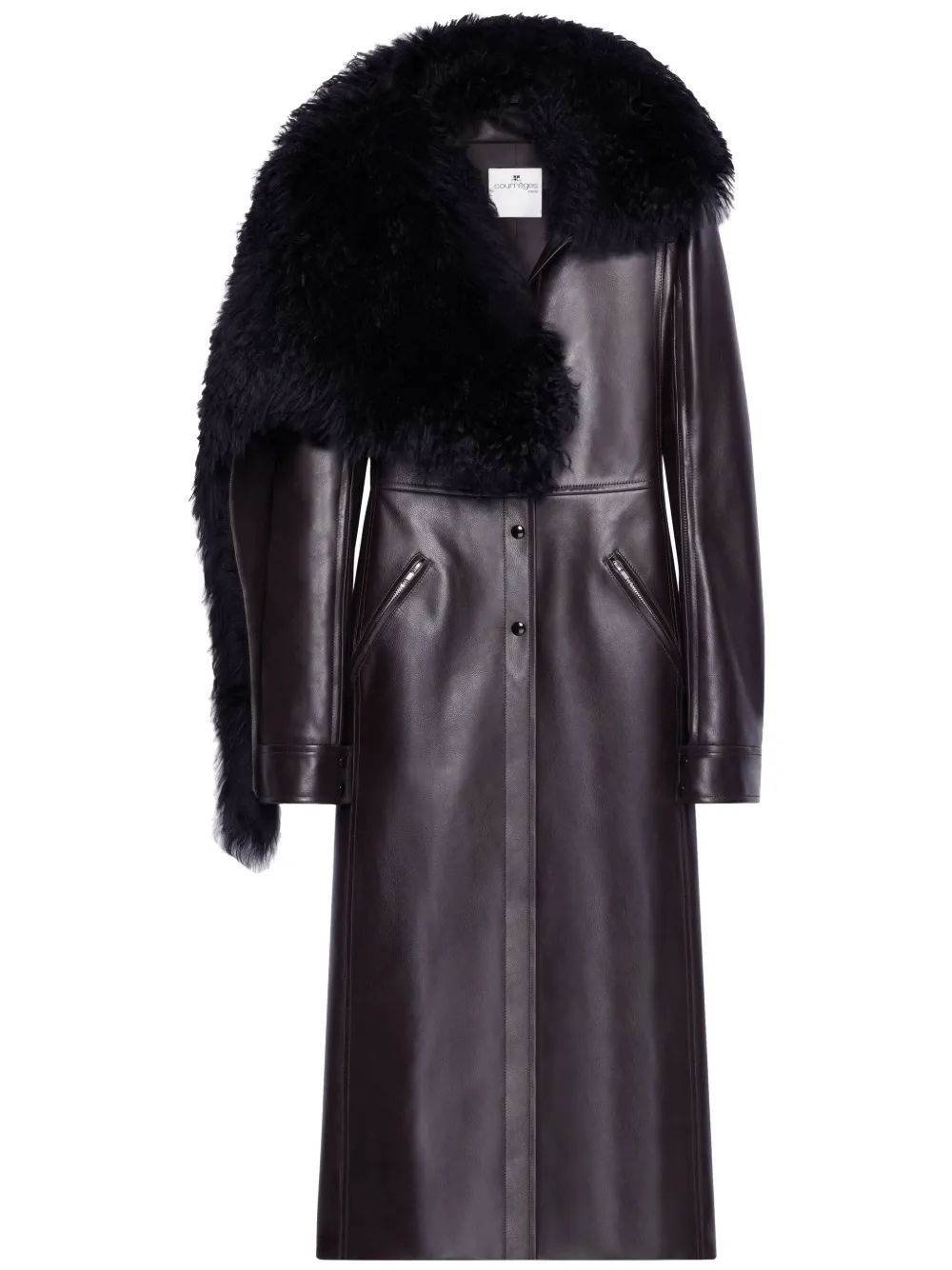 Courrèges shearling collar leather coat