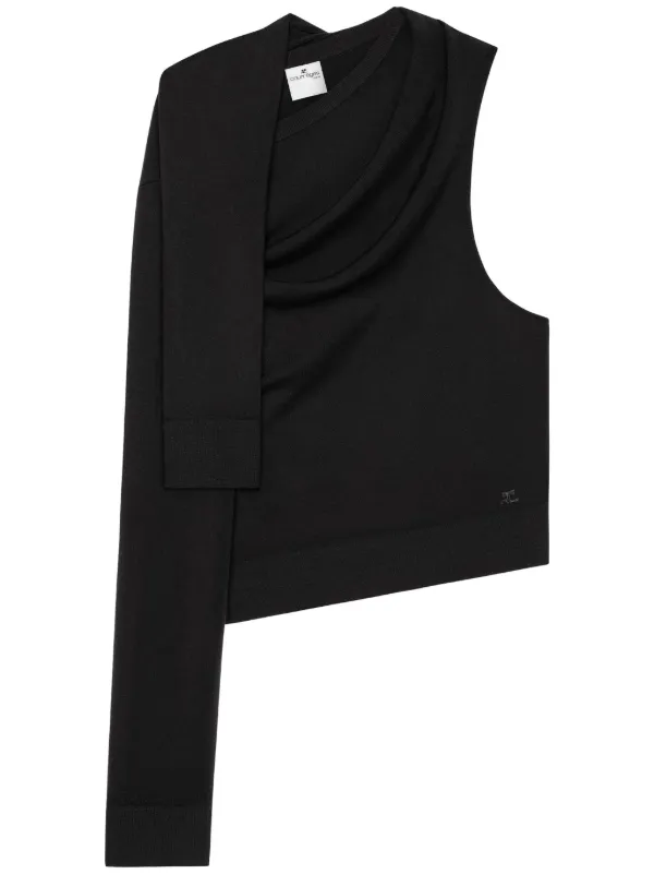 Courrèges オフショルダー ニットトップ | ブラック | FARFETCH JP