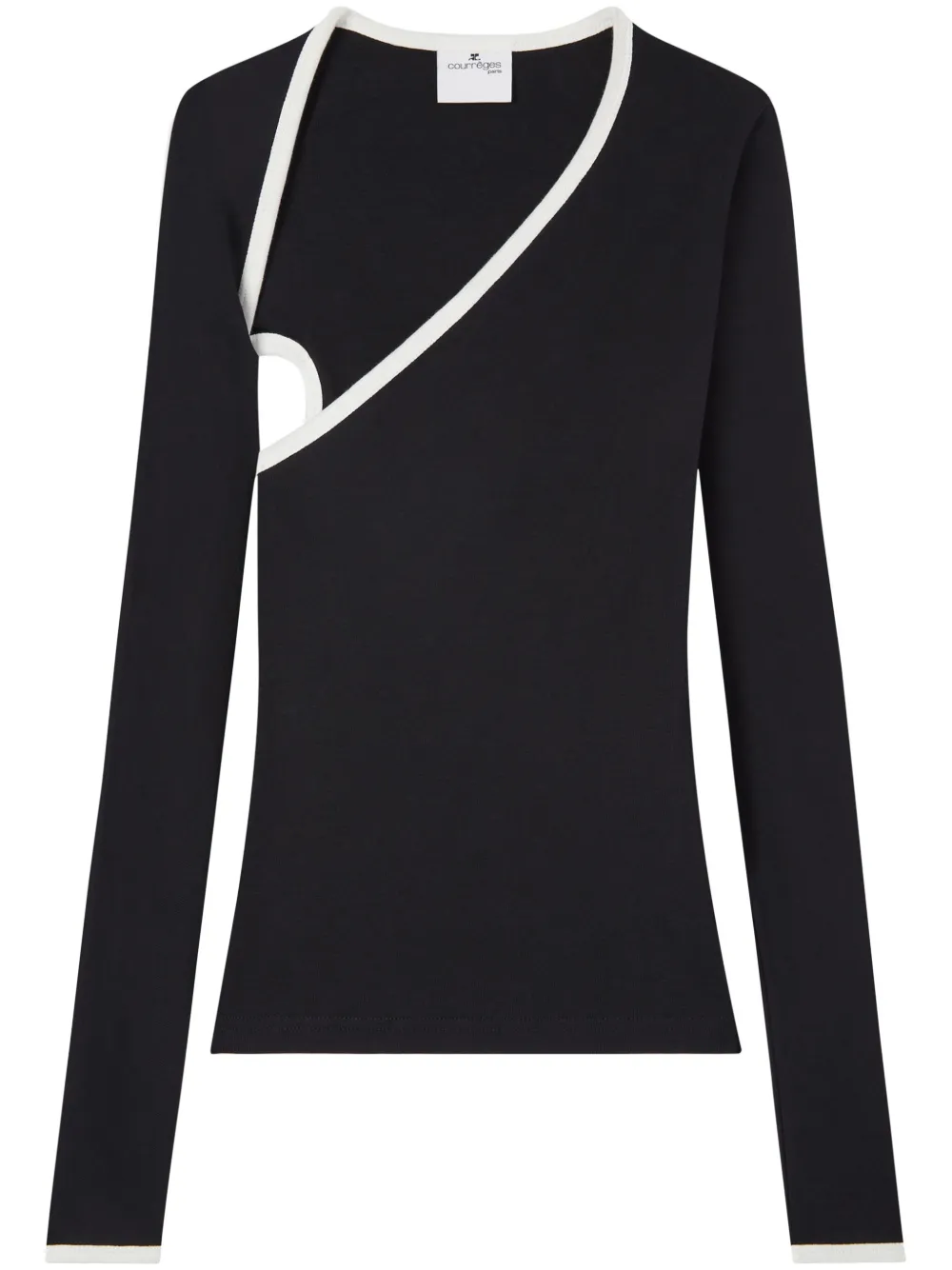 Courrèges Slash Contrast-trim T-shirt In Schwarz