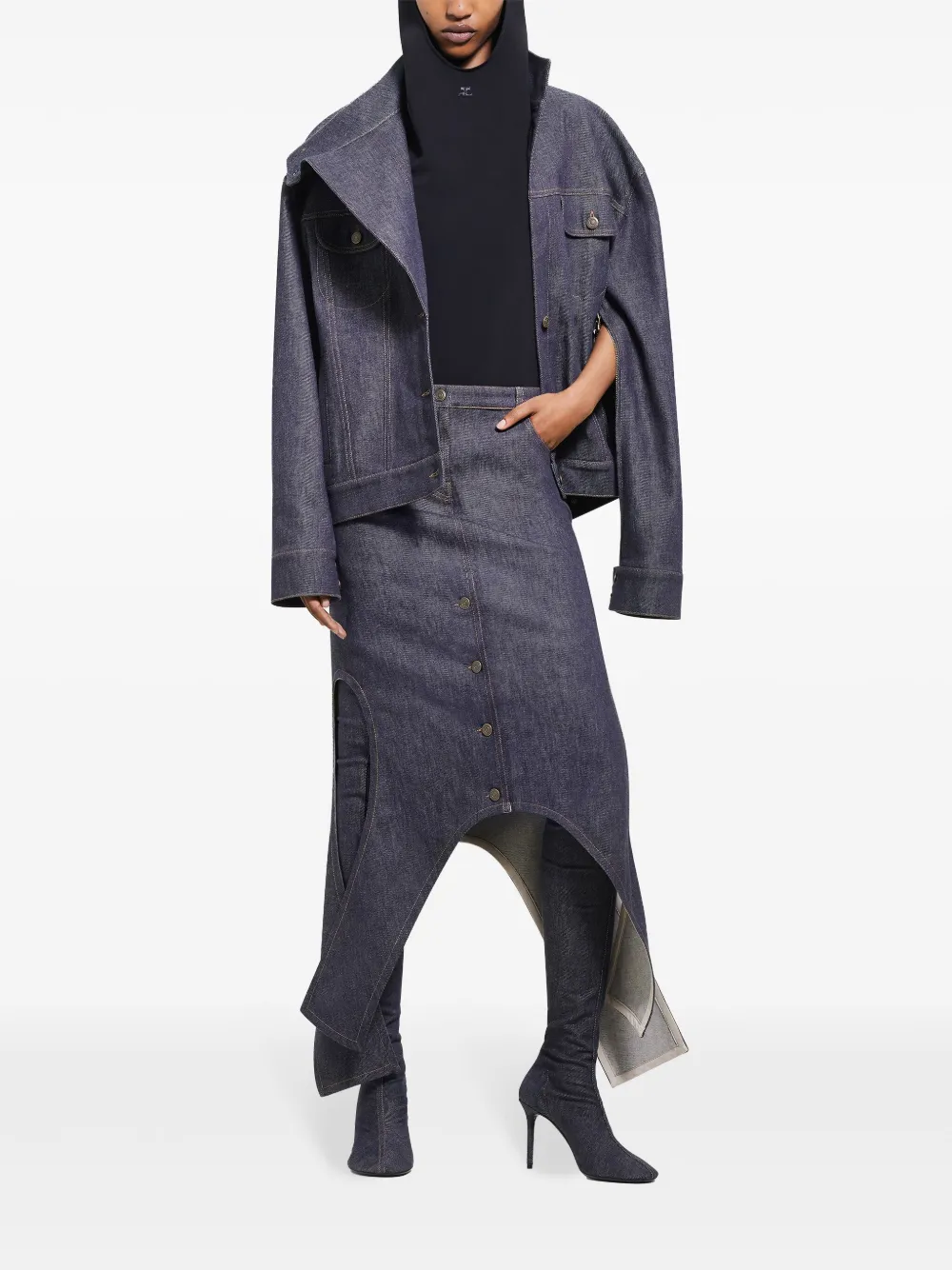Courrèges Motorcycle denim jack - Grijs
